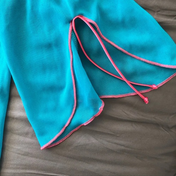 Y2K Turquoise Mesh Intimate Pajamas Set - Picture 4 of 8